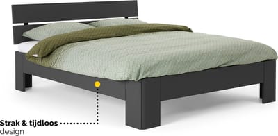 B Bright Fresh 400 Bed met Hoofdbord 90x200cm - Bedframe Antraciet - Eenpersoonsbedden - Instaphoogte: 40cm