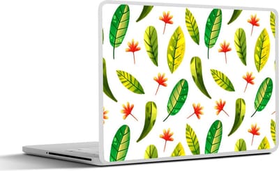 Laptop sticker - 15.6 inch - Jungle - Bladeren - Rood - 36x27,5cm - Laptopstickers - Laptop skin - Cover