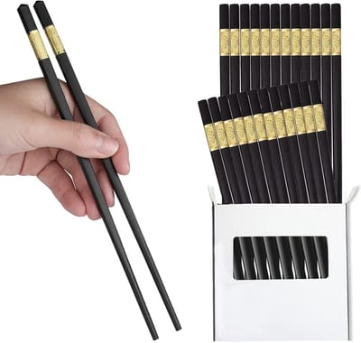Set van 10 Paar Glasvezel Eetstokjes van 24 cm - Vaatwasserbestendige, Antislip Chinese Sticks voor Gemakkelijk Eten