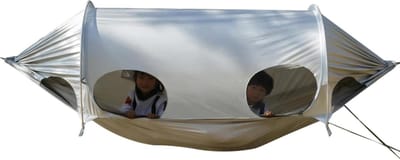 Hangmat Dubbel - Schommelbed Kampeer - Buiten Ontspannen - Anti-Muggennet Geintegreerd - 270 x 140 cm - Zilver