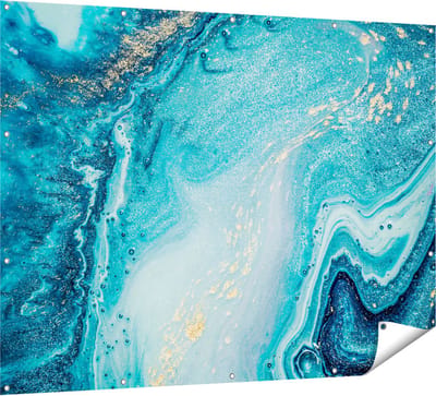Gards Tuinposter Abstracte Kunst Blauwe Oceaan - 160x120 cm - Tuindoek - Tuindecoratie - Wanddecoratie buiten - Tuinschilderij
