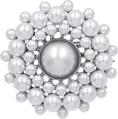 Fako Bijoux® - Broche - Parel - Joyce - 44x44mm - Zilverkleurig