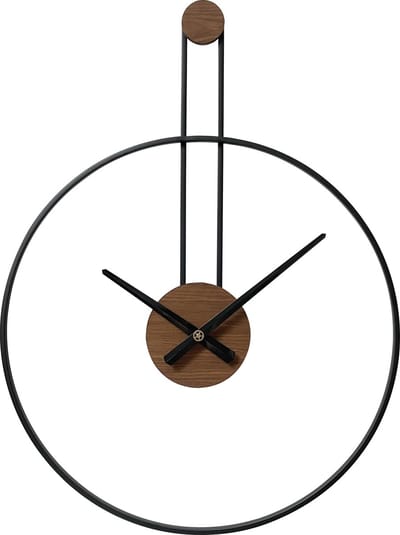 LW Collection Wandklok zwart Fargo 55cm - grote industriële zwarte wandklok - Moderne wandklok zwart industrieel - Stil uurwerk