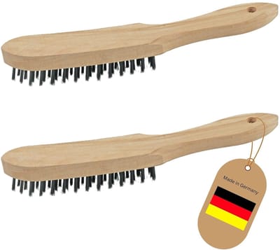 Draadborstelset I 3-rijig + 5-rijig I 27 cm lang I met houten handvat I remklauwborstel draadborstel krasborstel metaalborstel handdraadborstel draadborstel
