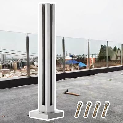 Glazen Balustrade Paal - Glazen Reling Systeem - Buiten Veiligheid - Roestvrij Staal - 10mm Glas Dikte - Zilver