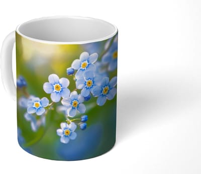Mok - Koffiemok - Bloemetjes - Blauw - Vergeet mij nietjes - Mokken - 350 ML - Beker - Koffiemokken - Theemok