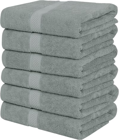 Unyqoos® Zesdelige Set Luxe Katoenen Badhanddoeken met Ophanglussen voor Optimale Comfort en Absorptie