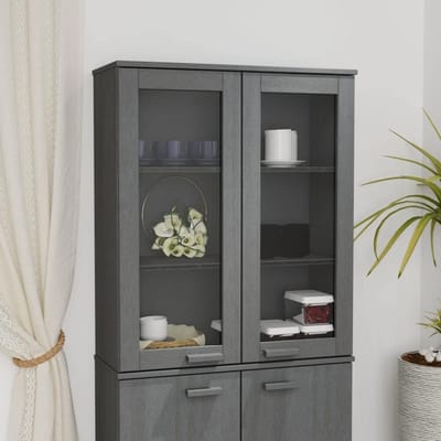 Opzetkast Grenen - Commode Opzetstuk - Extra Opbergruimte - Massief Hout - 85x35x100 cm - Donkergrijs
