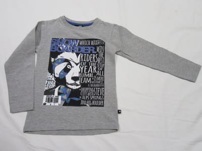 rumbl , tshirt lange mouw grijst , jongen , snow boarder 104/110