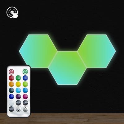 HappyLEDS® Hexagon LED Lights Touch - Wandlamp Binnen – RGB Lamp - Gaming Accesoires – Hexagon LED Panelen - 3 Stuks