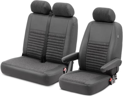 Pasvorm stoelhoezen Mercedes Sprinter 2006-2018 (past op stoel en duobank) - Exclusive design kunstleer - denim zwart