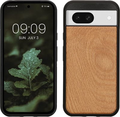 kwmobile telefoonhoesje geschikt voor Google Pixel 8a - Hoesje met bumper in lichtbruin / bruin - Backcover - hout