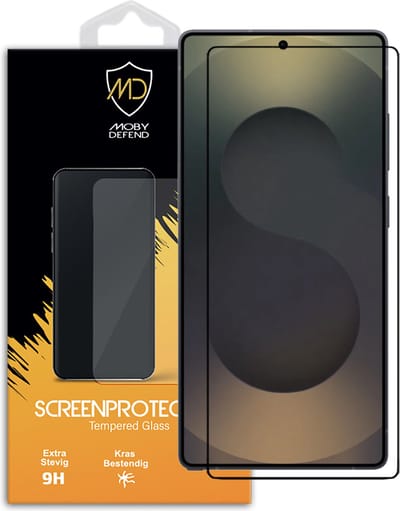 MobyDefend Screenprotector - Geschikt voor Samsung Galaxy S25 Ultra - Screensaver Met Zwarte Randen - Gehard Glas