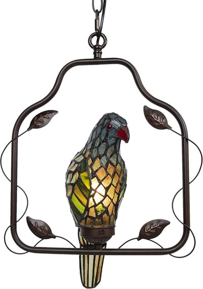 Lumilamp Plafondlamp Tiffany Papegaai Bruin Blauw Metaal