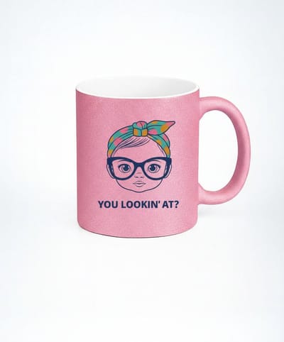 Pink Glitter Mok - You Lookin' At? - Koffiemok met print