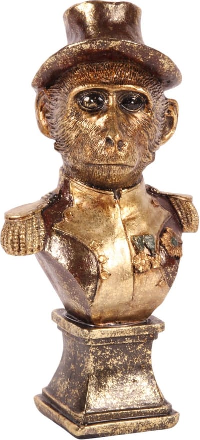 Baroque - Decoratief beeld of figuur - Aap buste resin 27 cm - 27x14x11 - Polyresin