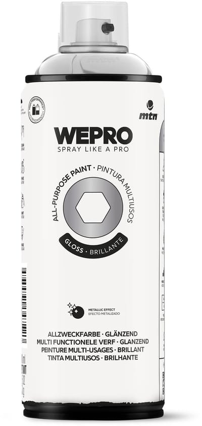 Spuitbus Zilver Glans MTN WEPRO ALL-PURPOSE PAINT 400ML