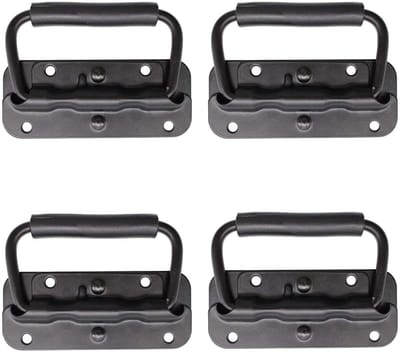 Dailygoods- Kistgreep 4 Stuks - Roestvrij Stalen Handvat - Inklapbare Kistgreep - Rubber Handgreep - Hoogwaardig Ijzer - Automatische Terugstootfunctie