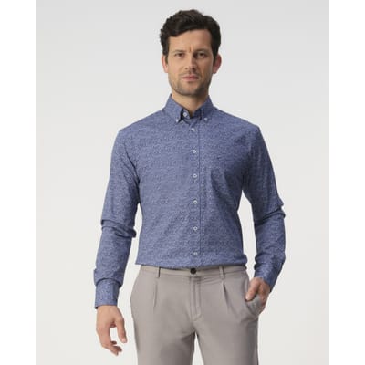 Campbell Casual Overhemd Donkerblauw Heren