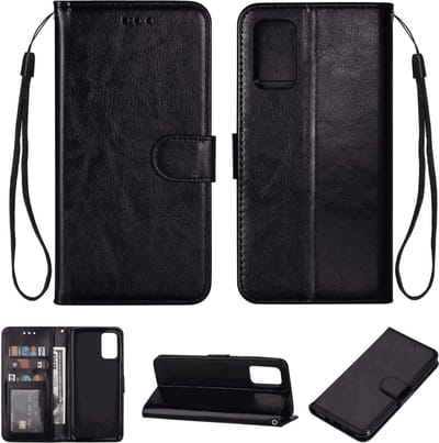 Hoesje geschikt voor iPhone 12 Pro - Bookcase - Pasjeshouder - Portemonnee - Koord - Kunstleer - Zwart