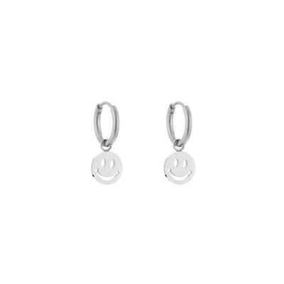 Bijoutheek Oorhanger oorring Smiley Zilver JE12692