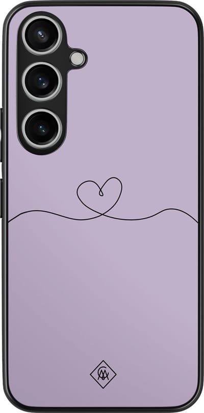 Casimoda® hoesje - Geschikt voor Samsung Galaxy A35 5G - Hart Lila - Zwart TPU Backcover - Geen opdruk - Bruin/beige