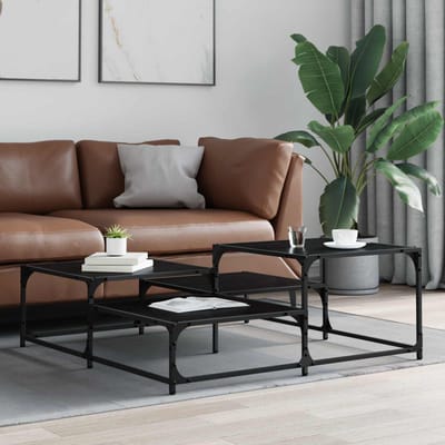 vidaXL - Salontafel - Zwart - eiken - 107 - x - 107 - x - 40 - cm - Bewerkt - hout