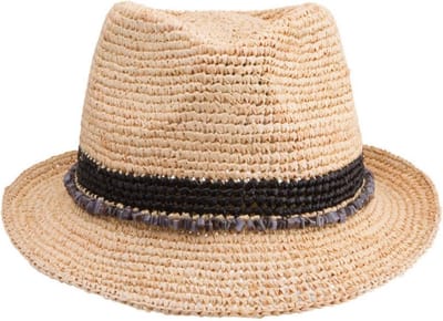 Raffia Trilby – Strohoed Dames Zomerhoed Raffia - Maat: M-L: 58 cm - Zwart