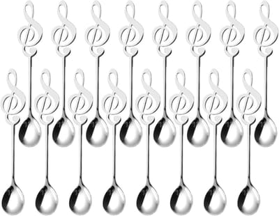 16 Stuks Muzieknoten Koffielepels van RVS, Decoratieve Dessertlepels voor Muzikanten, Perfecte Cadeaus voor Koffie, Thee en Toetjes