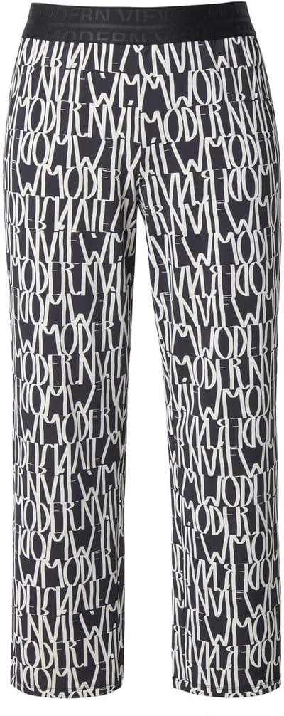 Ulla Popken - Dames - Jersey broek Sienna letters smalle pijp - Off-white - Maat 62+