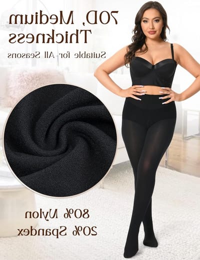 Dames Panty’s Plus Size 70 Denier Opaque Zwart Rekbaar en Comfortabel voor XL tot 4XL