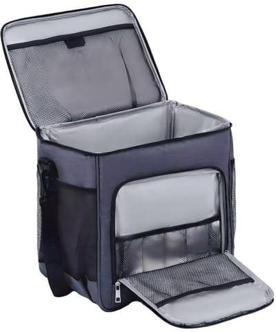 Thermische Picknicktas - Grote Capaciteit - 4-Laags Isolatie - Waterdicht/PEVA/Antilek - Cationische Stof + Metalen Rits - Afneembare Schouderriem - Picknick/Camping/Strand - Gezinnen/Reis - Marineblauw - 29x22x30cm - 1 Stuk