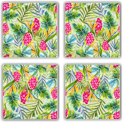 Asir - Onderzetter (4 stuks) - Veelkleurig - 10 x 10 x 1 cm