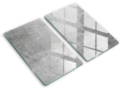 Wallfluent Glazen Snijplanken - Betonnen textuur Snijplanken Glas - 2 stucks 30 cm x 52 cm - Grijs Snijplanken van Glas - Glazen Snijplank - Decoratieve Glazen Snijplank - Glazen Snijplank met Antislip