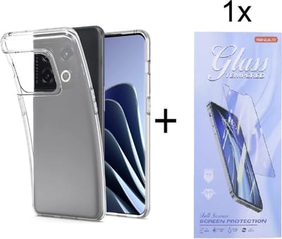 Hoesje Geschikt voor: OnePlus 10 Pro Silicone Transparant + 1X Tempered Glass Screenprotector - ZT Accessoires