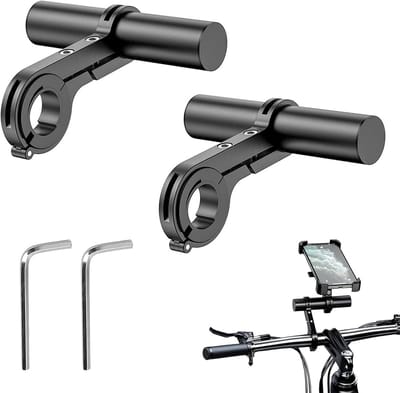 Fietsstuur Verlenger - Stuur Extensie - Accessoires Bevestigen - Dubbele Klem - 10 cm Lang - Zwart