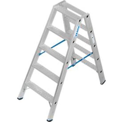 KRAUSE STABILO dubbele ladder R13 2x5 treden, 80 mm gatenpatroon zelfreinigend, sterke aluminium verbindingen, SafetyCap