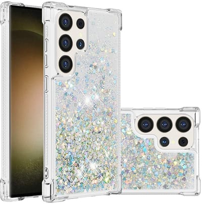 Coverup Hoesje - Geschikt voor Samsung Galaxy S25 Ultra Hoesje - Coverup Liquid Glitter Back Cover - Zilver