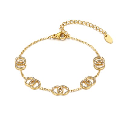Twice As Nice Armband in edelstaal met oneindigheidstekens Goudkleurig 16cm+3cm