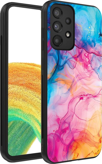 Smartphonica Telefoonhoesje Geschikt voor Samsung Galaxy A33 5G met Regenboog Acryl Marmer Opdruk - TPU Backcover Case Rainbow Acrylic Marble Design geschikt voor Samsung Galaxy A33 5G