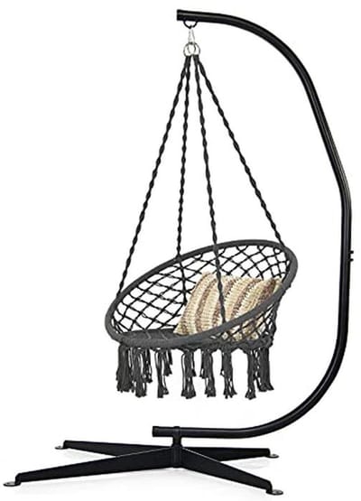 Hangstoel voor Binnen en Buiten met Stevig Metalen Frame - Draagvermogen 150 kg - 111 x 84 x 207 cm - Zwart