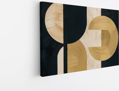 Saammp - Canvas Schilderij - Abstracte Geometrische Kunst - Goud - 30x20 - Foto op canvas - Wanddecoratie - muurdecoratie Woonkamer - Slaapkamer decoratie - Canvas Print