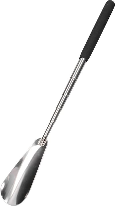 Dailygoods- Schoenlepel Verstelbare Lange Steel - Roestvrij Staal - Antislip Handvat - Lichtgewicht - Geschikt voor Ouderen - Compact Opbergformaat - Schoenhulp