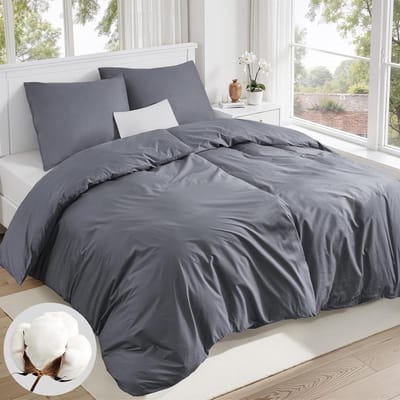 Beddengoed Set - Dekbedovertrek Kussensloop - Comfortabel Slapen - 100% Katoen - 135x200 cm - Grijs