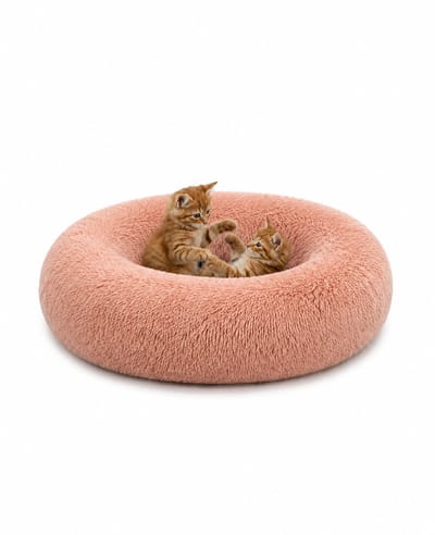 lionto Knuffelbed kat, donutvormig & extra zacht Ø70 cm roze