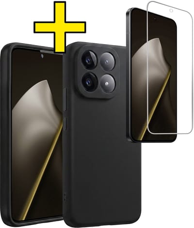 Hoesje - Met Screenprotector - Geschikt voor Xiaomi 15T - Sterk & Shockproof - Back Cover - Siliconen Case - Telefoon Hoes - Telefoonhoesjes - Zwart