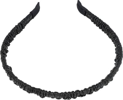 Haarsoires Haarband Diadeem 1cm – Gerimpeld Imitatie Lakleer – Zwart