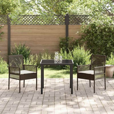 vidaXL Tuinstoel met kussen 2 pcs Bruin 55 x 53 x 85 cm poly rattan