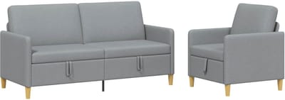 vidaXL - Sofa - Set - Met - Opslag - 2 - pcs - Lichtgrijs - Polyester