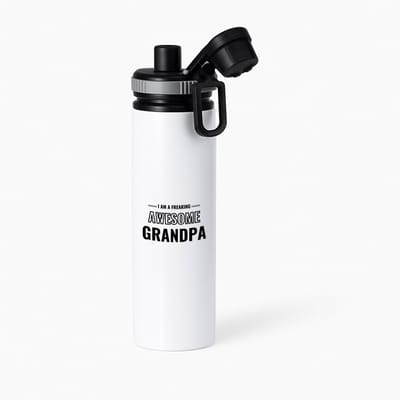 Hacebo® - I am a freaking awesome grandpa waterfles met draaidop grijs - Opa - de meest geweldigste opa - verjaardagscadeau - verjaardag - cadeau - cadeautje voor opa - opa artikelen - kado - geschenk - gift - water fles - 850ML